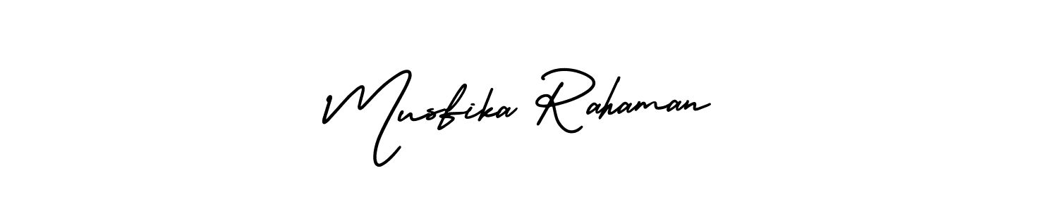 Design your own signature with our free online signature maker. With this signature software, you can create a handwritten (AmerikaSignatureDemo-Regular) signature for name Musfika Rahaman. Musfika Rahaman signature style 3 images and pictures png