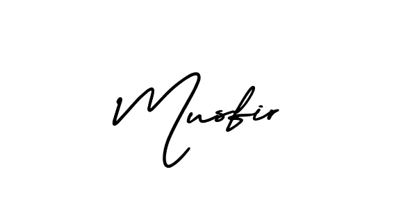 Musfir stylish signature style. Best Handwritten Sign (AmerikaSignatureDemo-Regular) for my name. Handwritten Signature Collection Ideas for my name Musfir. Musfir signature style 3 images and pictures png