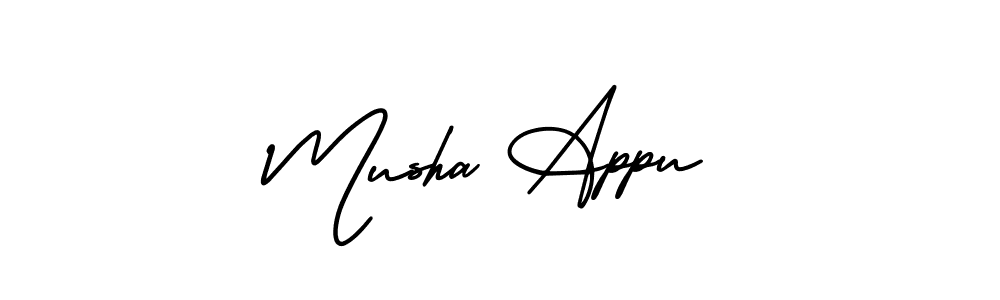 How to make Musha Appu name signature. Use AmerikaSignatureDemo-Regular style for creating short signs online. This is the latest handwritten sign. Musha Appu signature style 3 images and pictures png