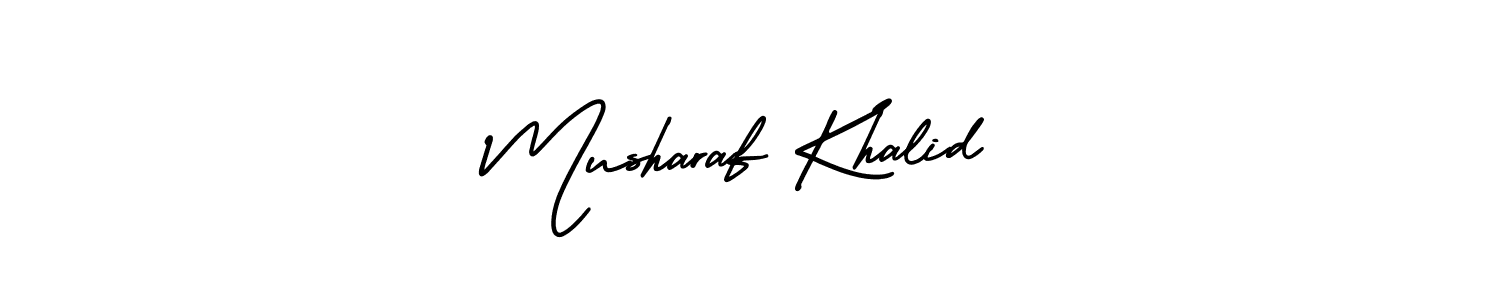 How to make Musharaf Khalid name signature. Use AmerikaSignatureDemo-Regular style for creating short signs online. This is the latest handwritten sign. Musharaf Khalid signature style 3 images and pictures png