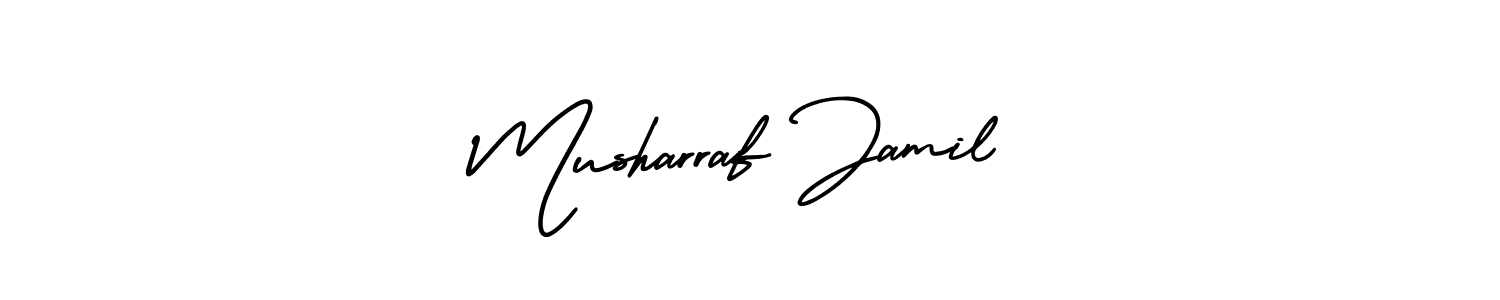 AmerikaSignatureDemo-Regular is a professional signature style that is perfect for those who want to add a touch of class to their signature. It is also a great choice for those who want to make their signature more unique. Get Musharraf Jamil name to fancy signature for free. Musharraf Jamil signature style 3 images and pictures png