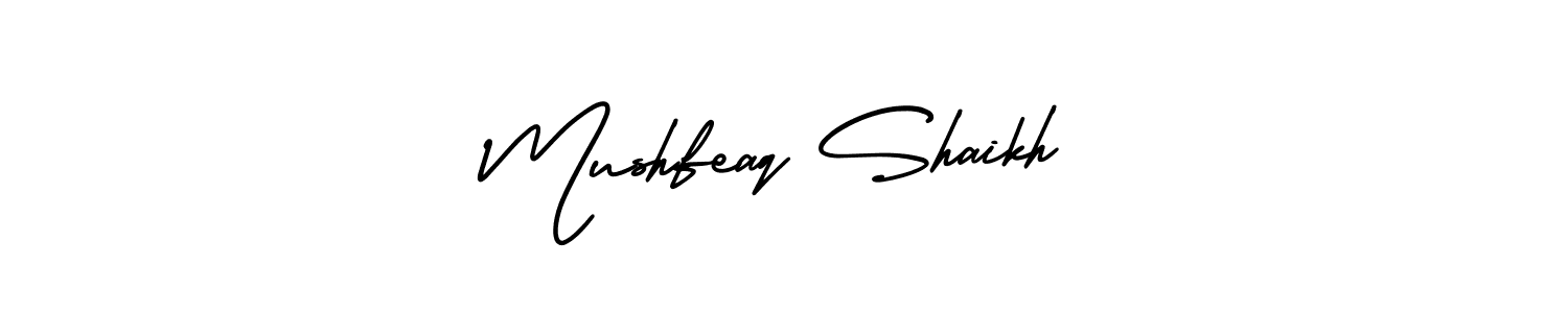 Mushfeaq Shaikh stylish signature style. Best Handwritten Sign (AmerikaSignatureDemo-Regular) for my name. Handwritten Signature Collection Ideas for my name Mushfeaq Shaikh. Mushfeaq Shaikh signature style 3 images and pictures png