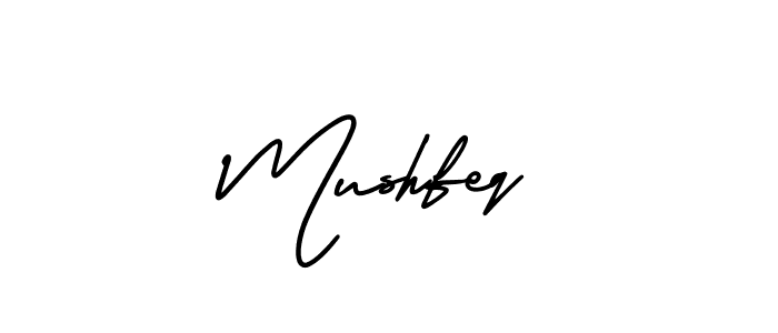 Mushfeq stylish signature style. Best Handwritten Sign (AmerikaSignatureDemo-Regular) for my name. Handwritten Signature Collection Ideas for my name Mushfeq. Mushfeq signature style 3 images and pictures png