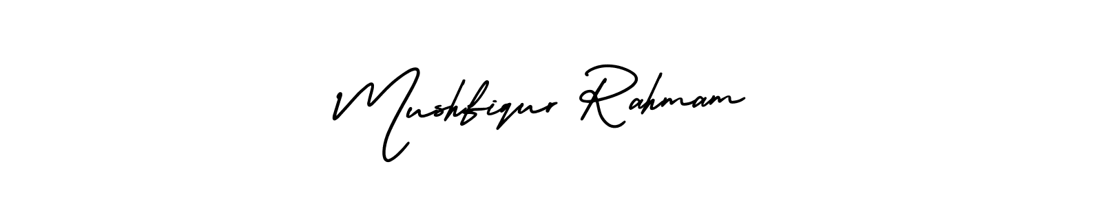 The best way (AmerikaSignatureDemo-Regular) to make a short signature is to pick only two or three words in your name. The name Mushfiqur Rahmam include a total of six letters. For converting this name. Mushfiqur Rahmam signature style 3 images and pictures png