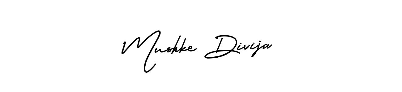 Make a short Mushke Divija signature style. Manage your documents anywhere anytime using AmerikaSignatureDemo-Regular. Create and add eSignatures, submit forms, share and send files easily. Mushke Divija signature style 3 images and pictures png