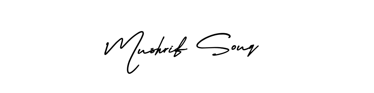 How to make Mushrif Souq name signature. Use AmerikaSignatureDemo-Regular style for creating short signs online. This is the latest handwritten sign. Mushrif Souq signature style 3 images and pictures png