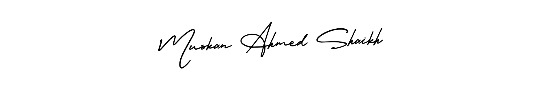 How to make Muskan Ahmed Shaikh name signature. Use AmerikaSignatureDemo-Regular style for creating short signs online. This is the latest handwritten sign. Muskan Ahmed Shaikh signature style 3 images and pictures png