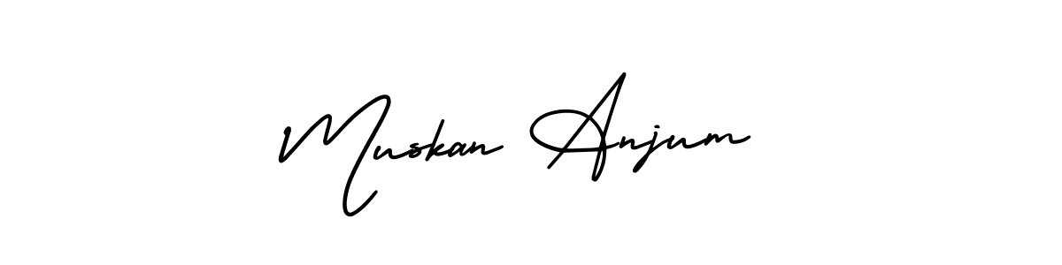 The best way (AmerikaSignatureDemo-Regular) to make a short signature is to pick only two or three words in your name. The name Muskan Anjum include a total of six letters. For converting this name. Muskan Anjum signature style 3 images and pictures png