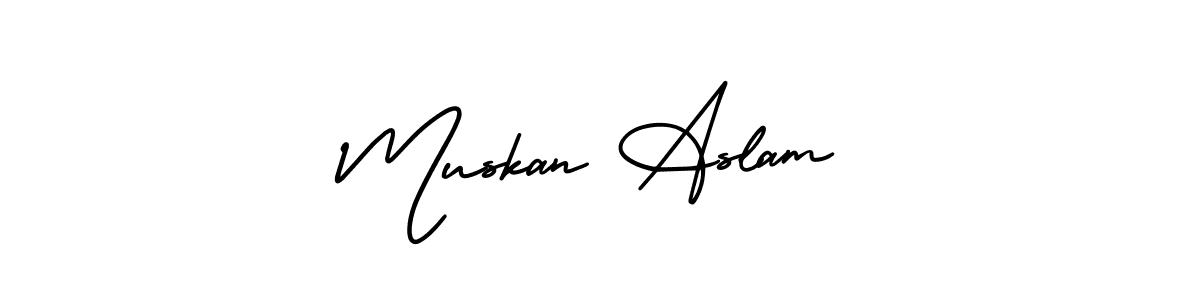 Make a short Muskan Aslam signature style. Manage your documents anywhere anytime using AmerikaSignatureDemo-Regular. Create and add eSignatures, submit forms, share and send files easily. Muskan Aslam signature style 3 images and pictures png