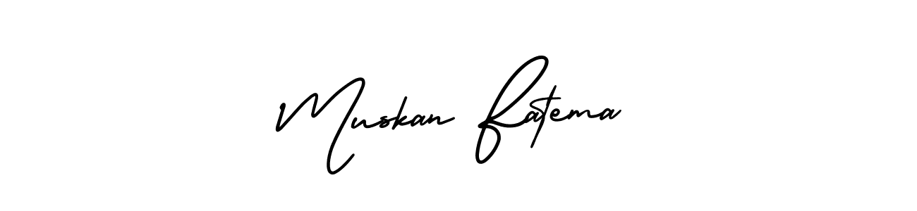 This is the best signature style for the Muskan Fatema name. Also you like these signature font (AmerikaSignatureDemo-Regular). Mix name signature. Muskan Fatema signature style 3 images and pictures png