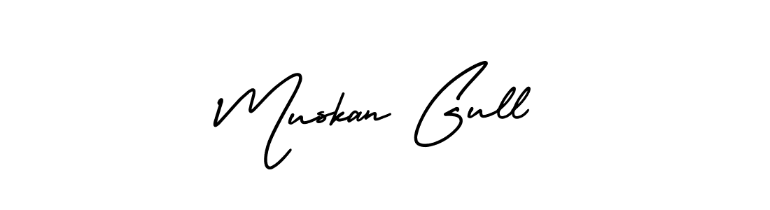You should practise on your own different ways (AmerikaSignatureDemo-Regular) to write your name (Muskan Gull) in signature. don't let someone else do it for you. Muskan Gull signature style 3 images and pictures png