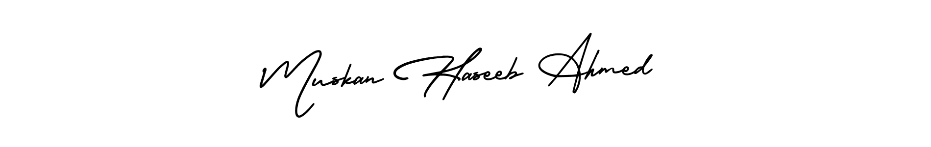 Use a signature maker to create a handwritten signature online. With this signature software, you can design (AmerikaSignatureDemo-Regular) your own signature for name Muskan Haseeb Ahmed. Muskan Haseeb Ahmed signature style 3 images and pictures png