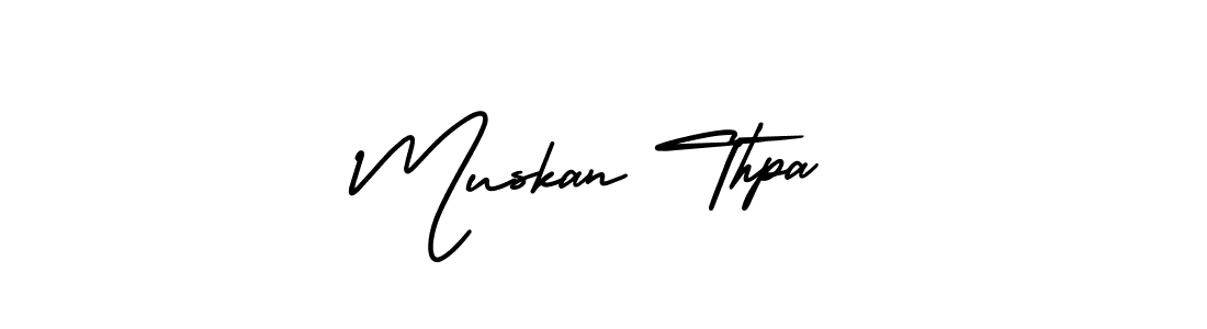 This is the best signature style for the Muskan Thpa name. Also you like these signature font (AmerikaSignatureDemo-Regular). Mix name signature. Muskan Thpa signature style 3 images and pictures png