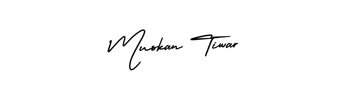 The best way (AmerikaSignatureDemo-Regular) to make a short signature is to pick only two or three words in your name. The name Muskan Tiwar include a total of six letters. For converting this name. Muskan Tiwar signature style 3 images and pictures png