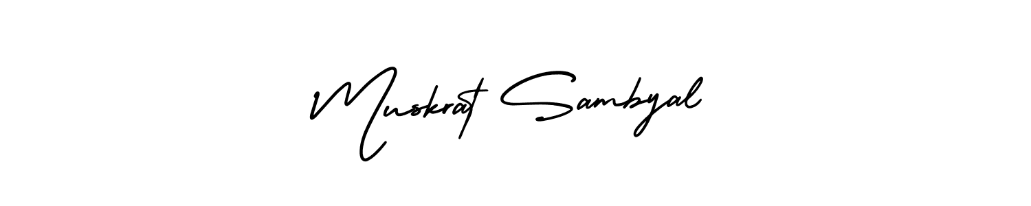 You should practise on your own different ways (AmerikaSignatureDemo-Regular) to write your name (Muskrat Sambyal) in signature. don't let someone else do it for you. Muskrat Sambyal signature style 3 images and pictures png