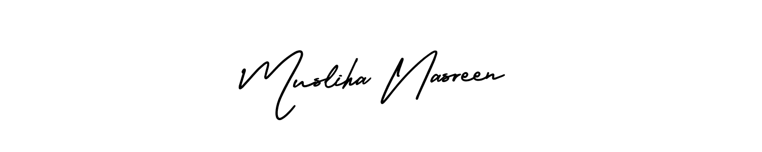 Make a beautiful signature design for name Musliha Nasreen. With this signature (AmerikaSignatureDemo-Regular) style, you can create a handwritten signature for free. Musliha Nasreen signature style 3 images and pictures png