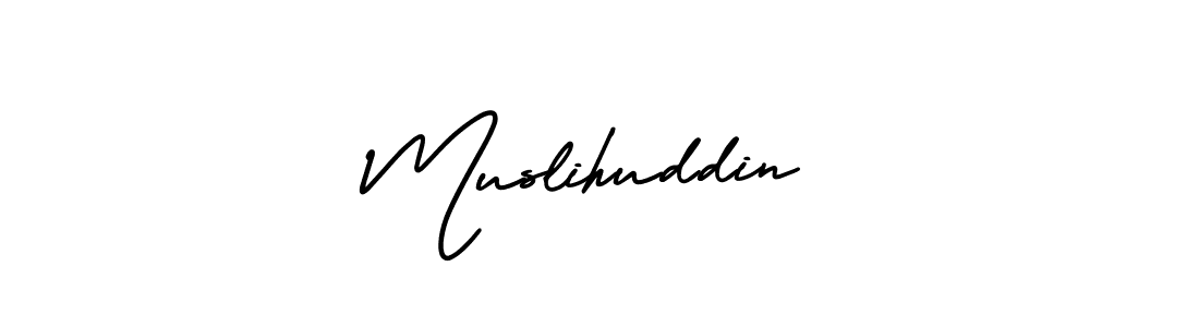 How to make Muslihuddin name signature. Use AmerikaSignatureDemo-Regular style for creating short signs online. This is the latest handwritten sign. Muslihuddin signature style 3 images and pictures png
