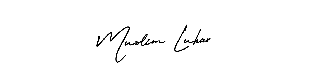 Muslim Luhar stylish signature style. Best Handwritten Sign (AmerikaSignatureDemo-Regular) for my name. Handwritten Signature Collection Ideas for my name Muslim Luhar. Muslim Luhar signature style 3 images and pictures png