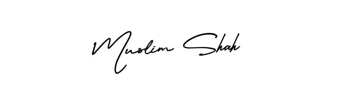 How to Draw Muslim Shah signature style? AmerikaSignatureDemo-Regular is a latest design signature styles for name Muslim Shah. Muslim Shah signature style 3 images and pictures png