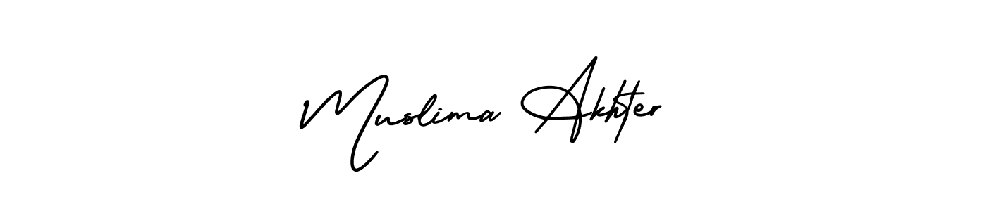 How to Draw Muslima Akhter signature style? AmerikaSignatureDemo-Regular is a latest design signature styles for name Muslima Akhter. Muslima Akhter signature style 3 images and pictures png