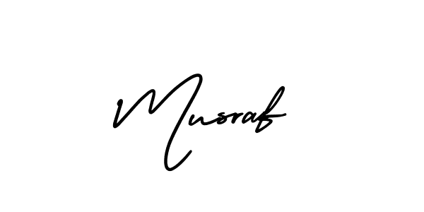 You should practise on your own different ways (AmerikaSignatureDemo-Regular) to write your name (Musraf) in signature. don't let someone else do it for you. Musraf signature style 3 images and pictures png