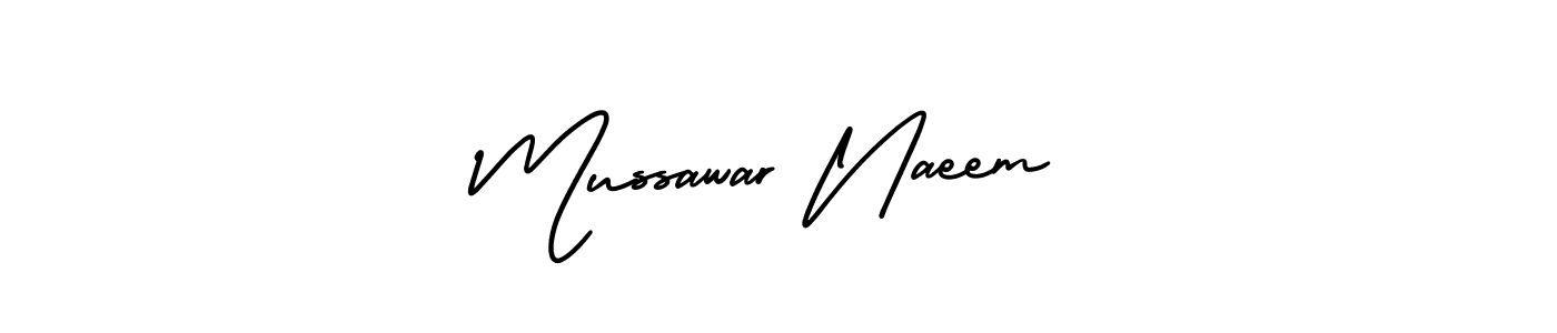 Make a beautiful signature design for name Mussawar Naeem. With this signature (AmerikaSignatureDemo-Regular) style, you can create a handwritten signature for free. Mussawar Naeem signature style 3 images and pictures png