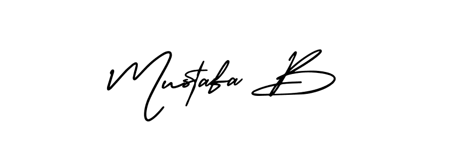 The best way (AmerikaSignatureDemo-Regular) to make a short signature is to pick only two or three words in your name. The name Mustafa B include a total of six letters. For converting this name. Mustafa B signature style 3 images and pictures png