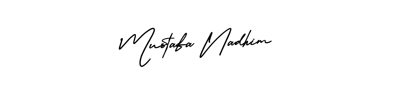 Mustafa Nadhim stylish signature style. Best Handwritten Sign (AmerikaSignatureDemo-Regular) for my name. Handwritten Signature Collection Ideas for my name Mustafa Nadhim. Mustafa Nadhim signature style 3 images and pictures png
