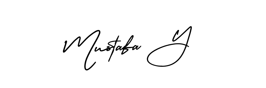 The best way (AmerikaSignatureDemo-Regular) to make a short signature is to pick only two or three words in your name. The name Mustafa Y include a total of six letters. For converting this name. Mustafa Y signature style 3 images and pictures png