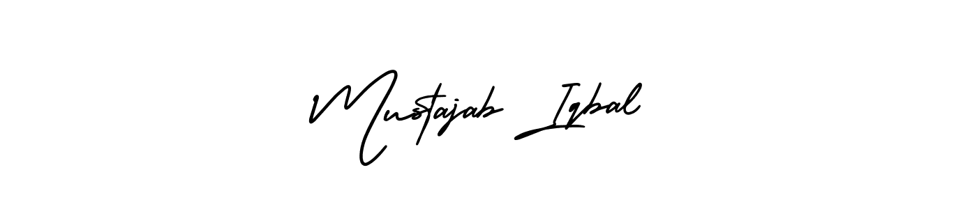 This is the best signature style for the Mustajab Iqbal name. Also you like these signature font (AmerikaSignatureDemo-Regular). Mix name signature. Mustajab Iqbal signature style 3 images and pictures png