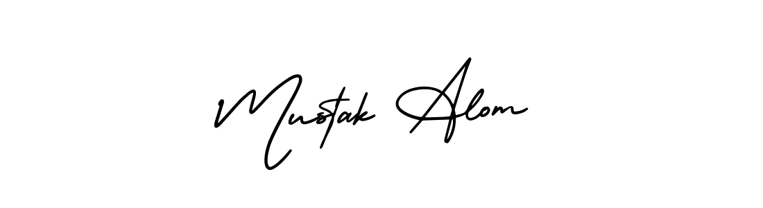 You should practise on your own different ways (AmerikaSignatureDemo-Regular) to write your name (Mustak Alom) in signature. don't let someone else do it for you. Mustak Alom signature style 3 images and pictures png