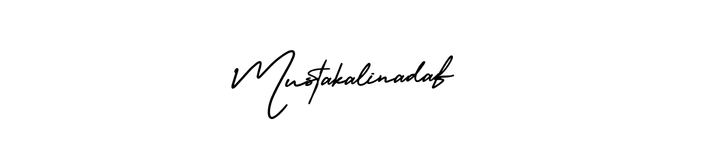You should practise on your own different ways (AmerikaSignatureDemo-Regular) to write your name (Mustakalinadaf) in signature. don't let someone else do it for you. Mustakalinadaf signature style 3 images and pictures png