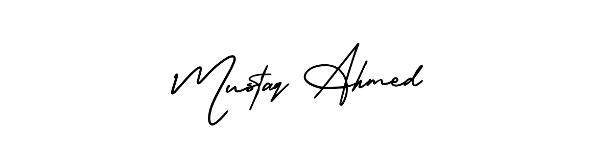 This is the best signature style for the Mustaq Ahmed name. Also you like these signature font (AmerikaSignatureDemo-Regular). Mix name signature. Mustaq Ahmed signature style 3 images and pictures png