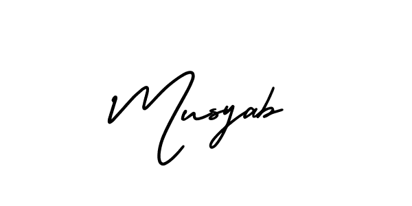 It looks lik you need a new signature style for name Musyab. Design unique handwritten (AmerikaSignatureDemo-Regular) signature with our free signature maker in just a few clicks. Musyab signature style 3 images and pictures png
