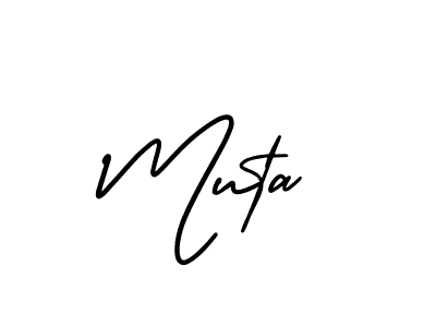 Make a beautiful signature design for name Muta. With this signature (AmerikaSignatureDemo-Regular) style, you can create a handwritten signature for free. Muta signature style 3 images and pictures png