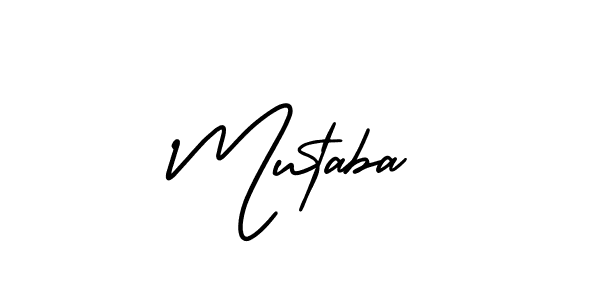 The best way (AmerikaSignatureDemo-Regular) to make a short signature is to pick only two or three words in your name. The name Mutaba include a total of six letters. For converting this name. Mutaba signature style 3 images and pictures png