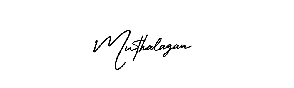 How to make Muthalagan name signature. Use AmerikaSignatureDemo-Regular style for creating short signs online. This is the latest handwritten sign. Muthalagan signature style 3 images and pictures png