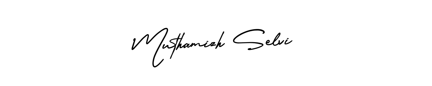 Make a beautiful signature design for name Muthamizh Selvi. With this signature (AmerikaSignatureDemo-Regular) style, you can create a handwritten signature for free. Muthamizh Selvi signature style 3 images and pictures png