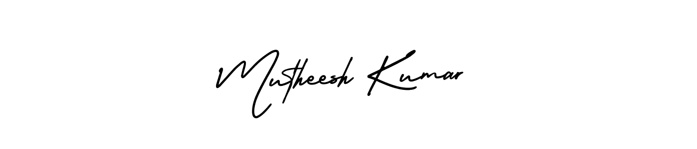 The best way (AmerikaSignatureDemo-Regular) to make a short signature is to pick only two or three words in your name. The name Mutheesh Kumar include a total of six letters. For converting this name. Mutheesh Kumar signature style 3 images and pictures png