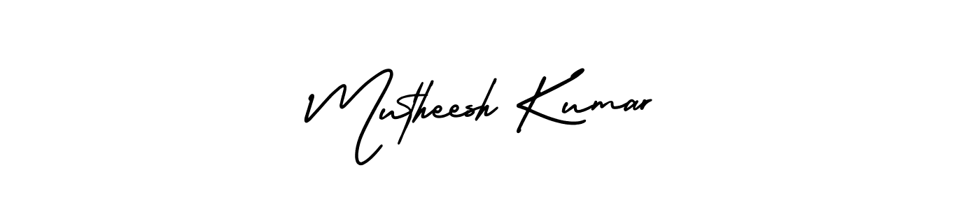 The best way (AmerikaSignatureDemo-Regular) to make a short signature is to pick only two or three words in your name. The name Mutheesh Kumar include a total of six letters. For converting this name. Mutheesh Kumar signature style 3 images and pictures png