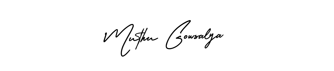 The best way (AmerikaSignatureDemo-Regular) to make a short signature is to pick only two or three words in your name. The name Muthu Gowsalya include a total of six letters. For converting this name. Muthu Gowsalya signature style 3 images and pictures png
