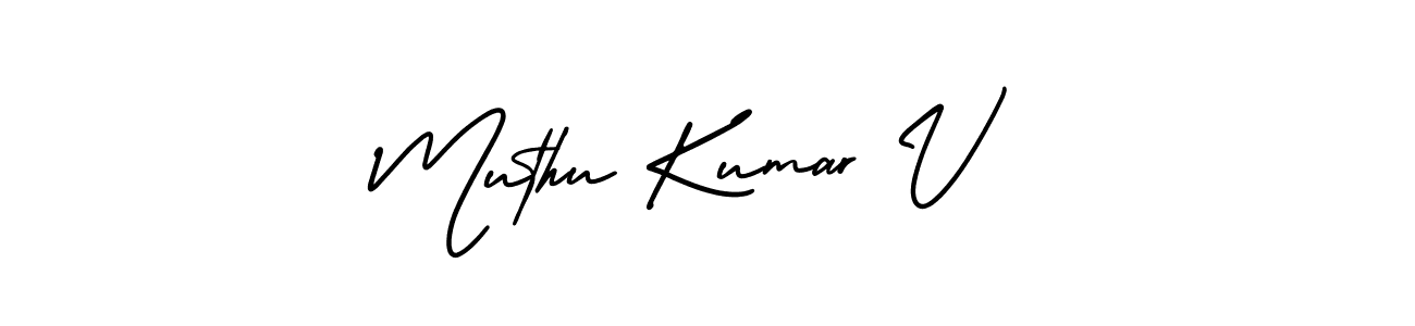 How to make Muthu Kumar V name signature. Use AmerikaSignatureDemo-Regular style for creating short signs online. This is the latest handwritten sign. Muthu Kumar V signature style 3 images and pictures png