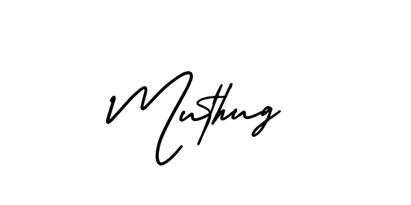 You should practise on your own different ways (AmerikaSignatureDemo-Regular) to write your name (Muthug) in signature. don't let someone else do it for you. Muthug signature style 3 images and pictures png