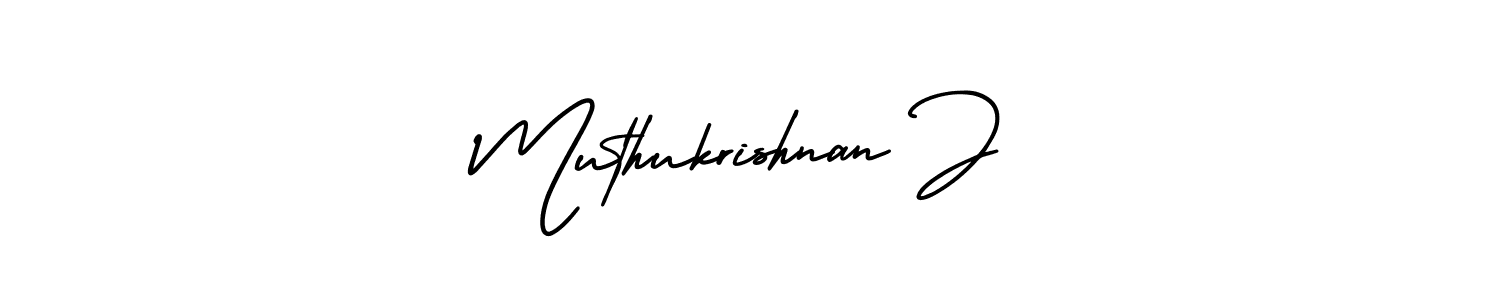 How to make Muthukrishnan J name signature. Use AmerikaSignatureDemo-Regular style for creating short signs online. This is the latest handwritten sign. Muthukrishnan J signature style 3 images and pictures png