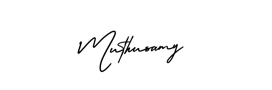 How to make Muthusamy name signature. Use AmerikaSignatureDemo-Regular style for creating short signs online. This is the latest handwritten sign. Muthusamy signature style 3 images and pictures png