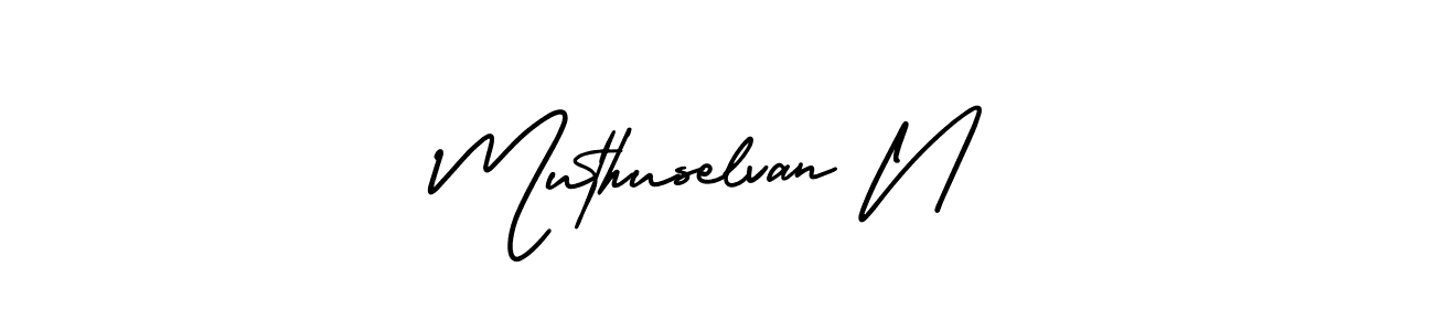 How to make Muthuselvan N name signature. Use AmerikaSignatureDemo-Regular style for creating short signs online. This is the latest handwritten sign. Muthuselvan N signature style 3 images and pictures png