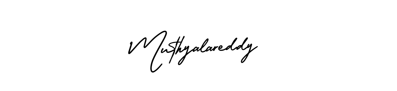 The best way (AmerikaSignatureDemo-Regular) to make a short signature is to pick only two or three words in your name. The name Muthyalareddy include a total of six letters. For converting this name. Muthyalareddy signature style 3 images and pictures png