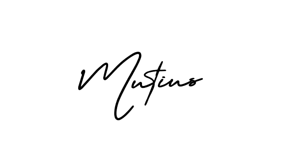 You should practise on your own different ways (AmerikaSignatureDemo-Regular) to write your name (Mutius) in signature. don't let someone else do it for you. Mutius signature style 3 images and pictures png