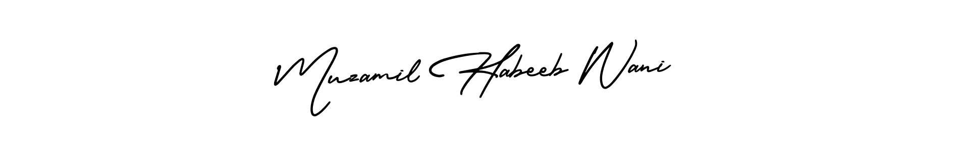 How to make Muzamil Habeeb Wani signature? AmerikaSignatureDemo-Regular is a professional autograph style. Create handwritten signature for Muzamil Habeeb Wani name. Muzamil Habeeb Wani signature style 3 images and pictures png