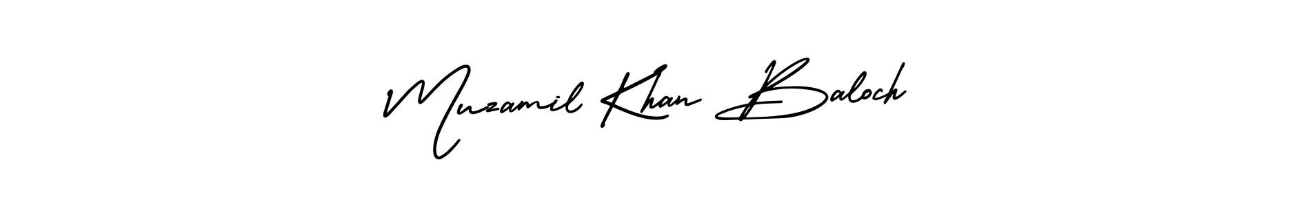 You should practise on your own different ways (AmerikaSignatureDemo-Regular) to write your name (Muzamil Khan Baloch) in signature. don't let someone else do it for you. Muzamil Khan Baloch signature style 3 images and pictures png